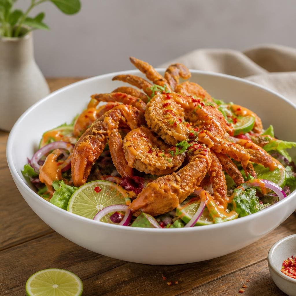 Spicy Soft Shell Crab Salad Sushi Hiro menu salad kepiting